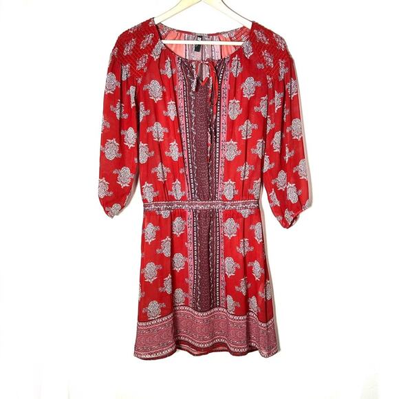 Kut from the Kloth red floral fit and flare BoHo dress size small S B105 - Picture 1 of 4